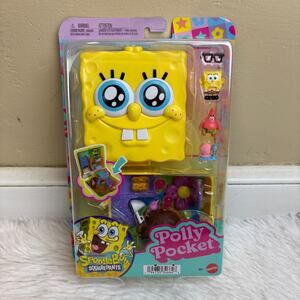 NIB Mattel Polly Pocket Spongebob Squarepants Playset Gary Bikini Bottom
